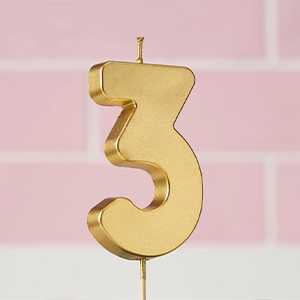 Gold Number 3 Candle